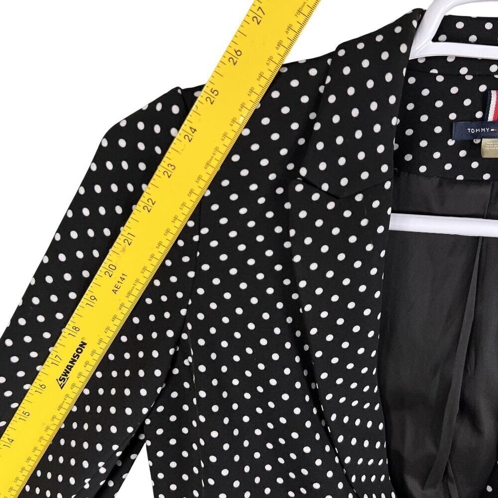 Tommy Hilfiger NEW Womens 4 Polka Dot Black White Logo Pin Blazer Career Wear - Picture 10 of 16